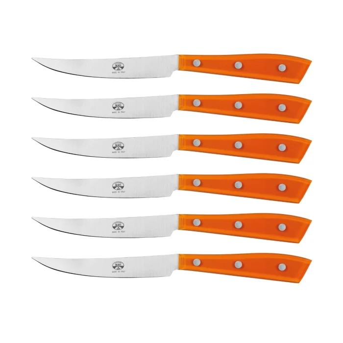 Berti Coltellerie Compendio Set 6 coltelli da tavola - manico arancio