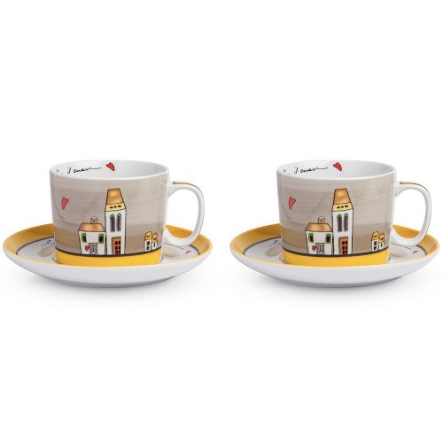 Egan Le Casette Set 2 Tazze Colazione Con Piatto Giallo 340 ml