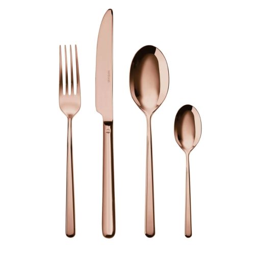 Sambonet Monoblocco Linear PVD Copper servizio posate inox 24 pz / 6 pers
