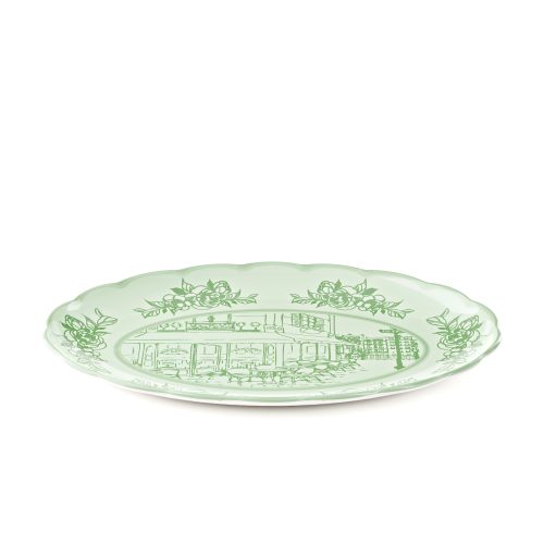 Guzzini Melamina JOSEPHINE Vassoio ovale grande verde polvere
